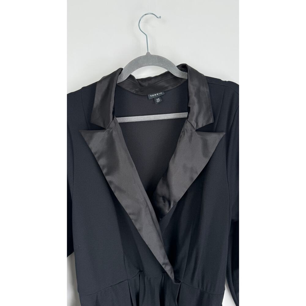 Torrid Womens Mini Tuxedo Dress Plus Size 20 Black Long Sleeve Short Tie Belt - Picture 7 of 13